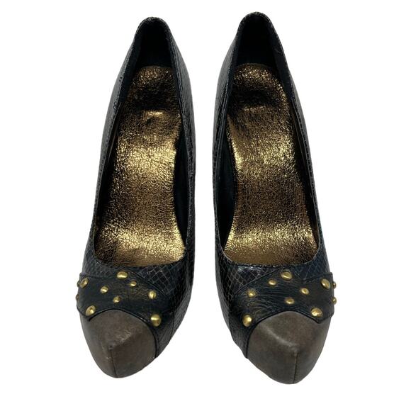 BKE Buckle Studded Platform Snakeskin Pumps Heels 7.5 Y2K Glam Bratz - Picture 2 of 7